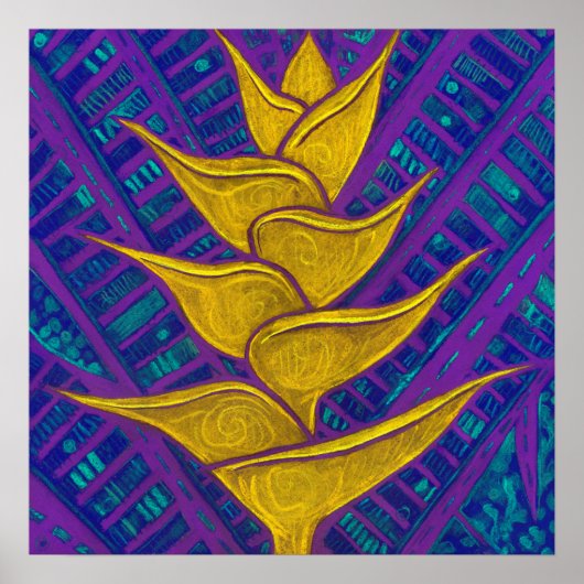 Heliconia Flowers Tropic Botanical Bold Floral Ar Poster (Voorkant)