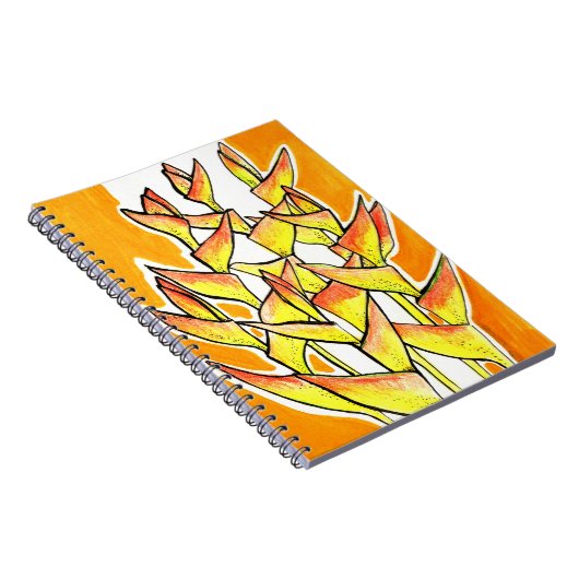 Heliconia Flowers Tropic Botanical Bold Floral Art Notitieboek (Rechterzijde)