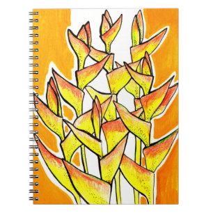 Heliconia Flowers Tropic Botanical Bold Floral Art Notitieboek