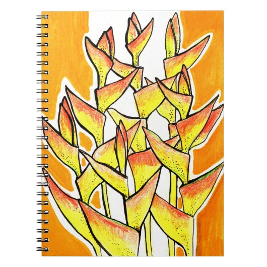 Heliconia Flowers Tropic Botanical Bold Floral Art Notitieboek (Voorkant)