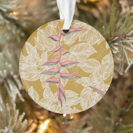 Heliconia & Lauhala, omkeerbare Māla Lani Ornament (Boom)