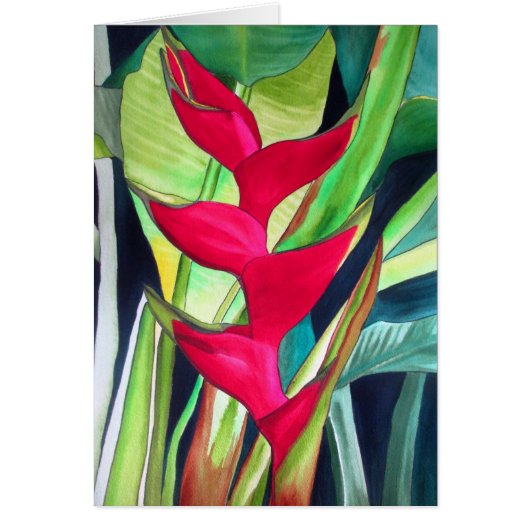 Heliconia Lobster Claw tropische waterverf (Voorkant)