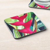 Heliconia Lobster Claw tropische waterverf Bier Onderzetter (Linkerzijde)