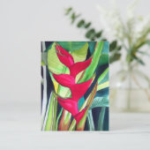 Heliconia Lobster Claw tropische waterverf Briefkaart (Staand voorkant)