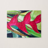 Heliconia Lobster Claw tropische waterverf Legpuzzel (Horizontaal)