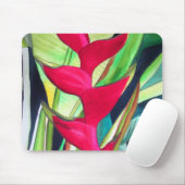 Heliconia Lobster Claw tropische waterverf Muismat (Met muis)