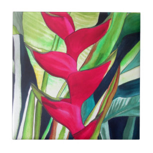 Heliconia Lobster Claw tropische waterverf Tegeltje