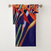 Heliconia over blauwe tropische tonijn bad handdoek (Insitu)