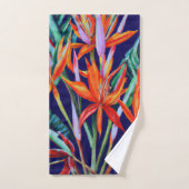 Heliconia over blauwe tropische tonijn bad handdoek (Handdoek)