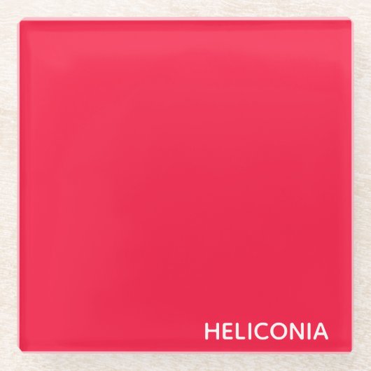 Heliconia rode kleurnaam glazen onderzetter (Voorkant)