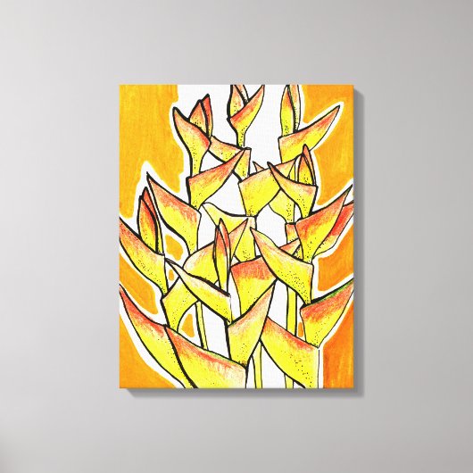 Heliconia Rostrata, Lobster Claw, tropische bloeme Canvas Afdruk (Voorkant)