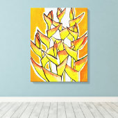 Heliconia Rostrata, Lobster Claw, tropische bloeme Canvas Afdruk (Insitu (Houten vloer))