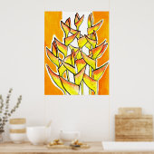 Heliconia Rostrata, Lobster Claw, tropische bloeme Poster (Keuken)