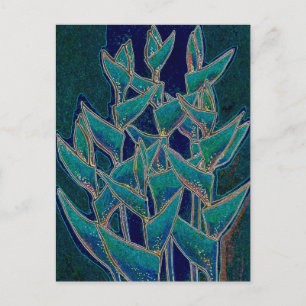 Heliconia Rostrata Tropical Flower Floral Art Blau Briefkaart
