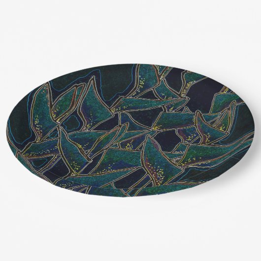 Heliconia rostrata tropische bloemen bloemenzwart papieren bordje (Gekanteld)