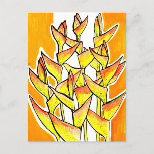 Heliconia rostrata tropische bloemen bloemgeel briefkaart