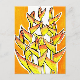 Heliconia rostrata tropische bloemen bloemgeel briefkaart
