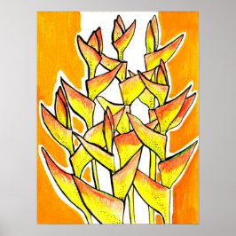 Heliconia rostrata tropische bloemen bloemgeel poster