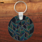 Heliconia Rostrata, tropische bloemen, zwart en bl Sleutelhanger (Voorkant)