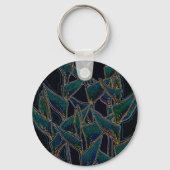 Heliconia Rostrata, tropische bloemen, zwart en bl Sleutelhanger (Achterkant)