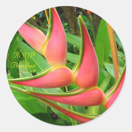 Heliconia RSVP Tropical Wedding Envelope Seals Ronde Sticker (Voorkant)