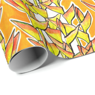 Heliconia Tropical Botanical Bold Floral Pattern Cadeaupapier