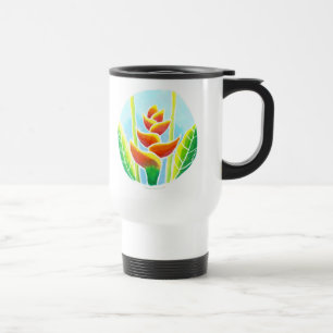 Heliconia Tropical Flower Batik Steel Travel Mug Reisbeker