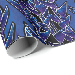 Heliconia Tropisch Abstract bloemmotief Violet Cadeaupapier