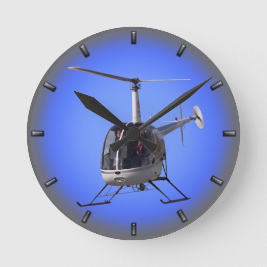 Helicopter Clock Flying Helicopter Wall Clock Gift Ronde Klok (Voorkant)