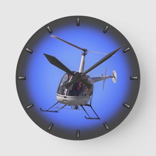 Helicopter Clock Flying Helicopter Wall Clock Gift Ronde Klok (Voorkant)