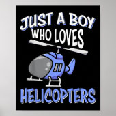 Helicopter Lovers Kids Boys Just A Boy Who Loves H Poster (Voorkant)