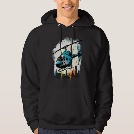 Helicopter over the city graffiti hoodie (Voorkant)