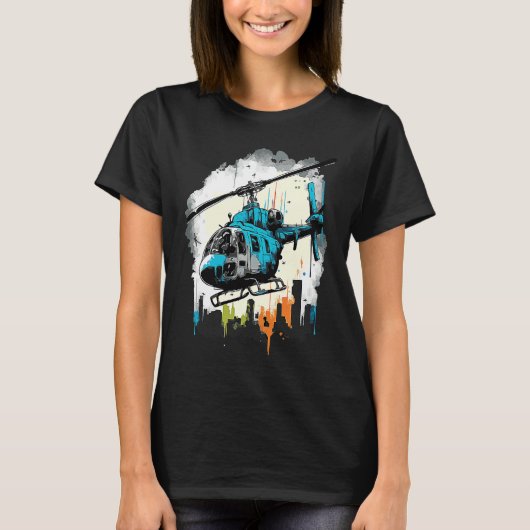 Helicopter over the city  graffiti t-shirt (Voorkant)