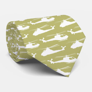 Helicopter Pattern Militaire Khaki Green patterde Stropdas