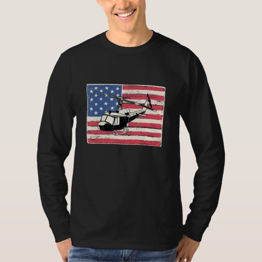 Helicopter pilot for men gift american flag patrio t-shirt (Voorkant)