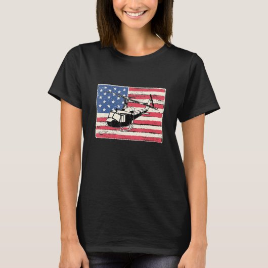 Helicopter pilot for men gift american flag patrio t-shirt (Voorkant)
