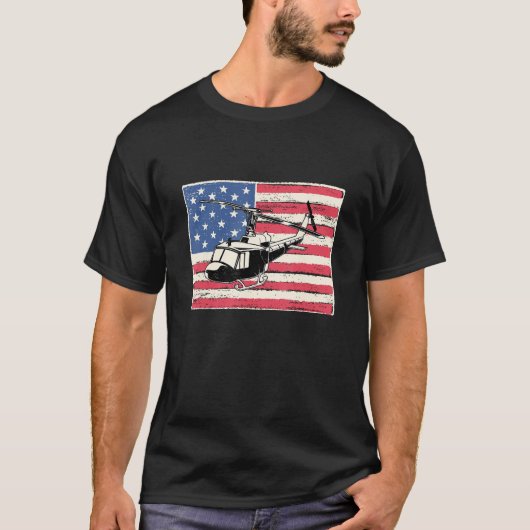 Helicopter pilot for men gift american flag patrio t-shirt (Voorkant)