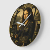 Helicopter Pilot Funny Mona Lisa Aviation Gift Grote Klok (Hoek)
