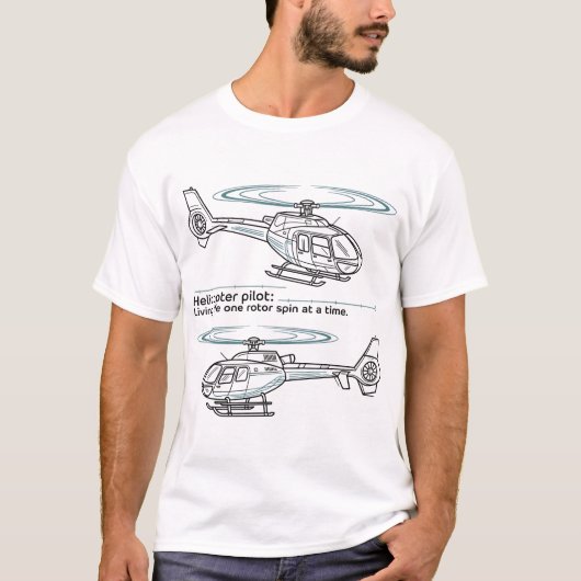 Helicopter Pilot Technical Blueprint Vector Design T-shirt (Voorkant)