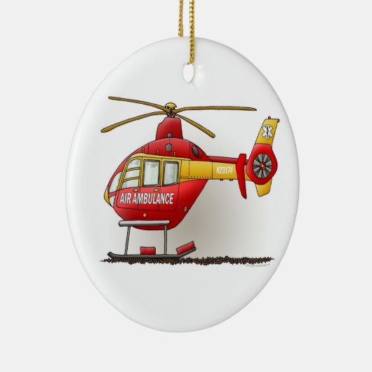 Helikopter Ambulance Air Ambulance Ornamance Keramisch Ornament (Rechts)