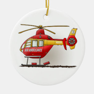 Helikopter Ambulance Air Ambulance Ornamance Keramisch Ornament
