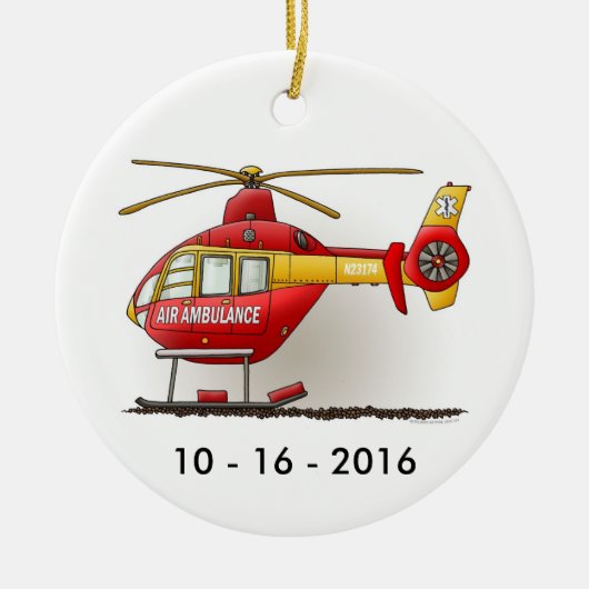 Helikopter Ambulance Air Ambulance Ornamance Keramisch Ornament (Voorkant)