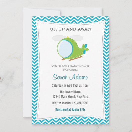 Helikopter Baby shower uitnodiging (Voorkant)