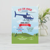 Helikopter Birthday vlucht over rood blauw Kaart (Staand voorkant)