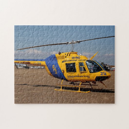 Helikopter (blauw en geel) legpuzzel (Horizontaal)