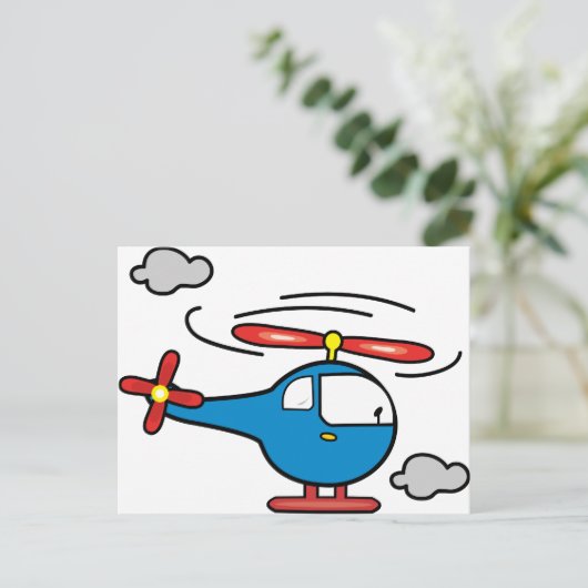 Helikopter Blue en Red Briefkaart (Staand voorkant)