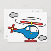Helikopter Blue en Red Briefkaart (Voorkant / Achterkant)