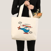 Helikopter Blue en Red Grote Tote Bag (Voorkant (product))
