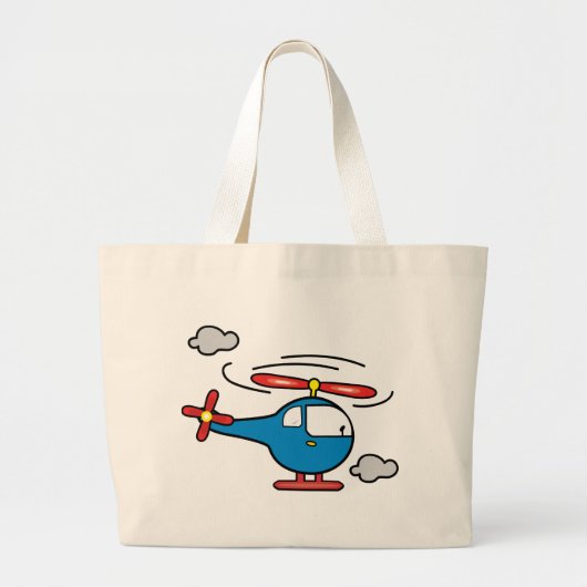 Helikopter Blue en Red Grote Tote Bag (Voorkant)