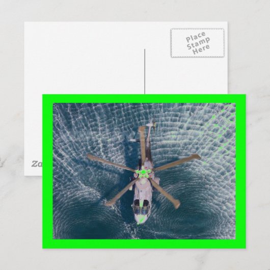 helikopter boven water briefkaart (Voorkant / Achterkant)